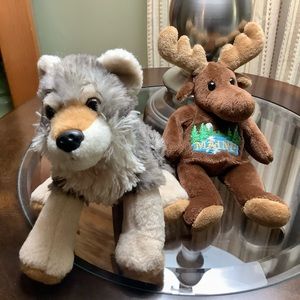 Wild Republic Timber Wolf Plush 11" Gray and Maine Moose